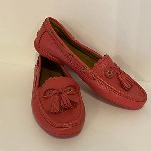 Authentic Coach pebble grain leather driving moccasins strawberry size 8.5